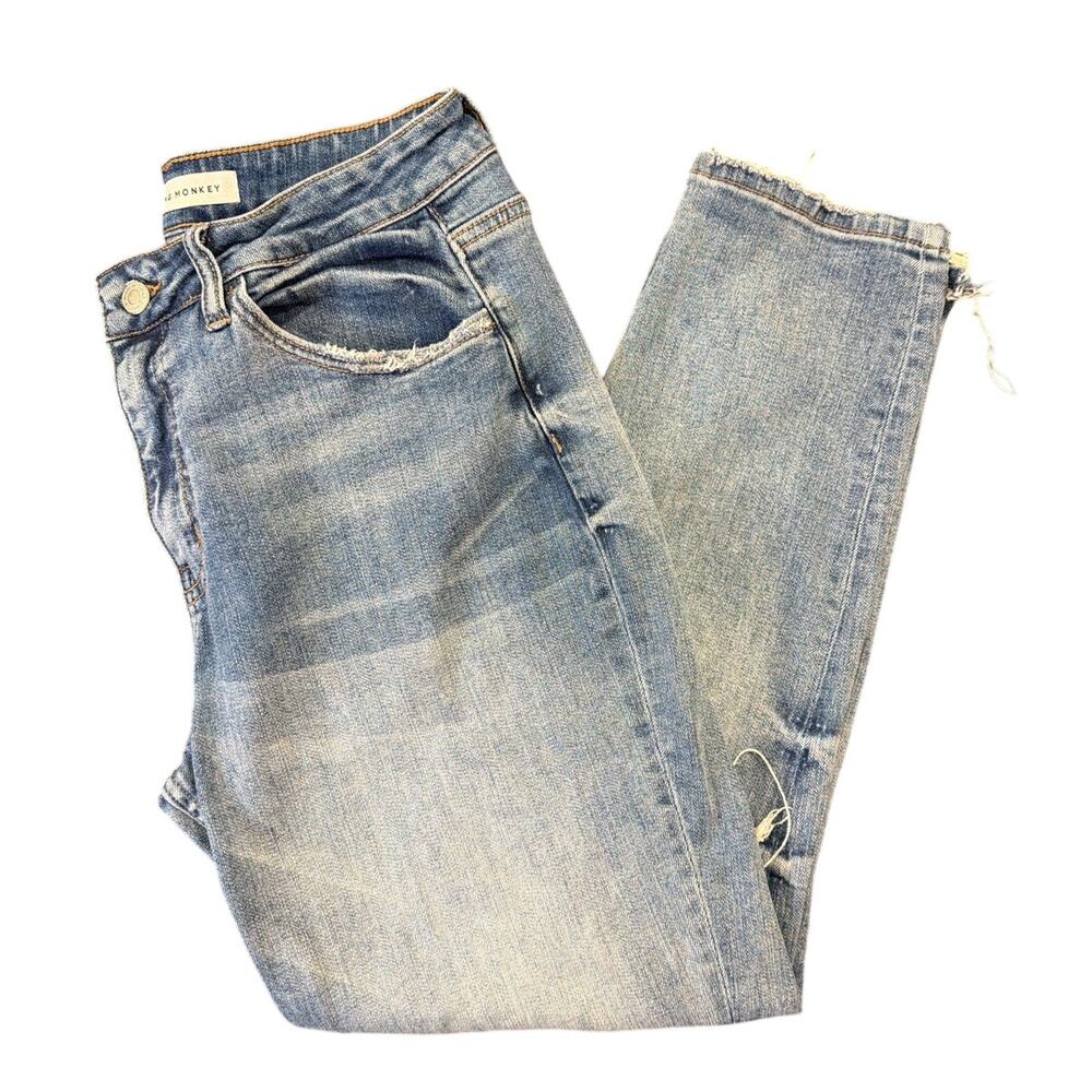 Flying Monkey Distressed Light Wash Straight Skinny Jeans Women’s Size 8 (est)